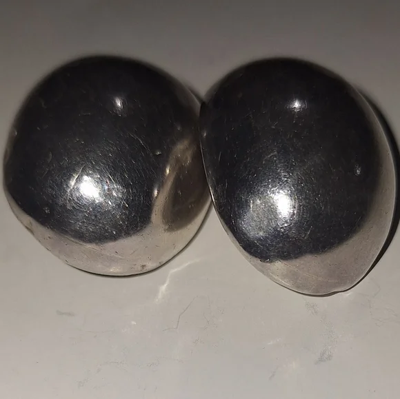 Large Sterling Silver Clip on Earrings - Picture 3 of 11